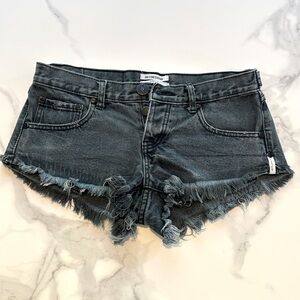One Teaspoon Black Frayed Denim Shorts